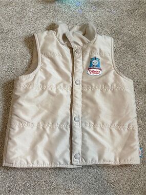 THOMAS & Friends Y2K Vest Beige with Logo Snap up Boys Fits approximately 5T